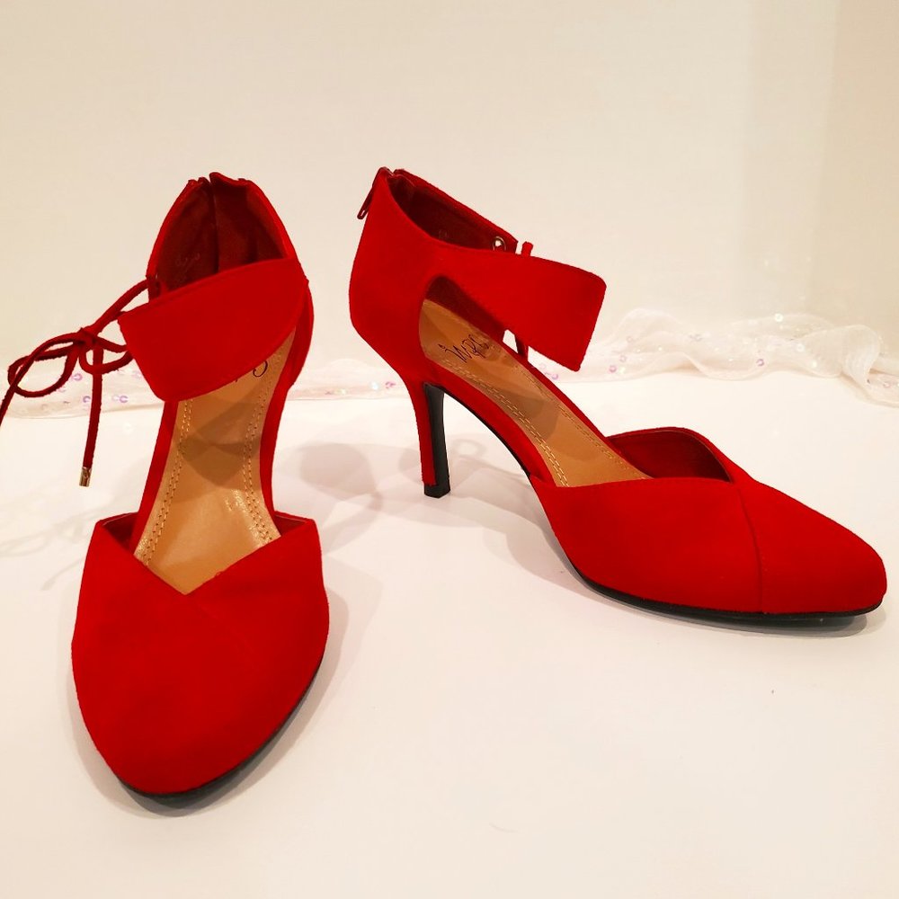Impo Red Suede Shoe 3 1/2" heel
